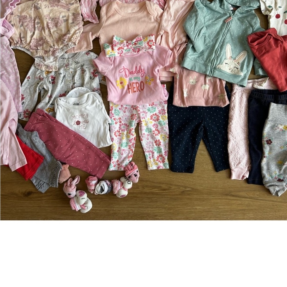Baby Clothing Bundle with Pink and Floral Designs
